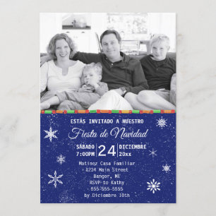 Snowflakes Blue Spain Fotokerstfeest Kaart