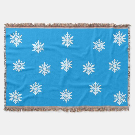 Snowflakes Blue Throw Blanket Deken (Voorkant)