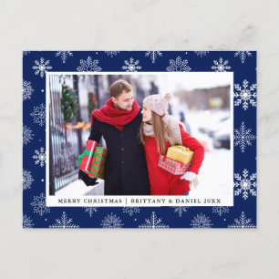 Snowflakes Blue voor prettige kerstparen Feestdagenkaart
