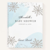 Snowflakes Blue Waterverf Baby shower Guest Book Notitieboek (Voorkant)