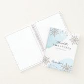 Snowflakes Blue Waterverf Baby shower Guest Book Notitieboek (Binnen)