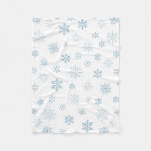Snowflakes Blue White Cozy Fleece Blanket