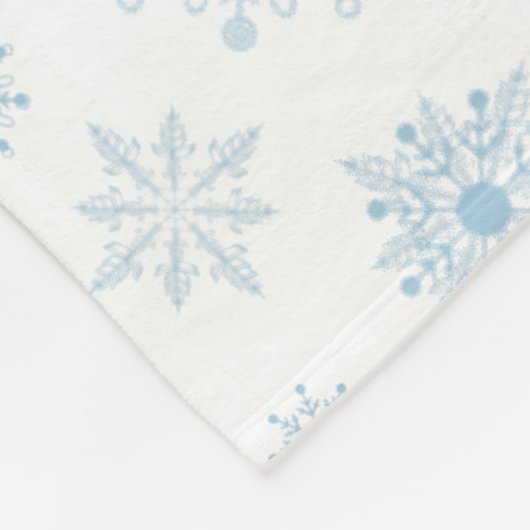 Snowflakes Blue White Cozy Fleece Blanket Deken (Hoek)