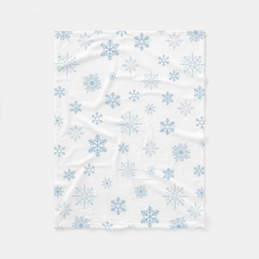 Snowflakes Blue White Cozy Fleece Blanket Deken (Voorkant)