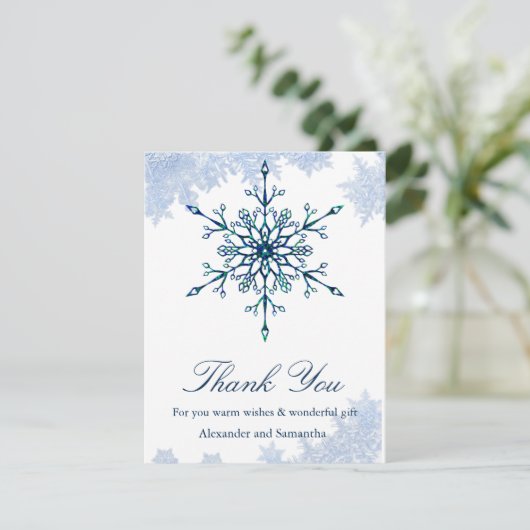 Snowflakes Blue Winter Snowflake Hartelijk dank (Staand voorkant)
