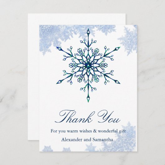 Snowflakes Blue Winter Snowflake Hartelijk dank (Voorkant / Achterkant)