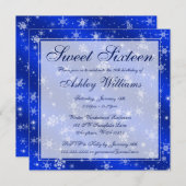 Snowflakes Blue Winter Wonderland Sweet 16 Kaart (Voorkant / Achterkant)