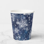 Snowflakes & Bokeh Pattern Wht/Blu ID846 Papieren Bekers (Achterkant)