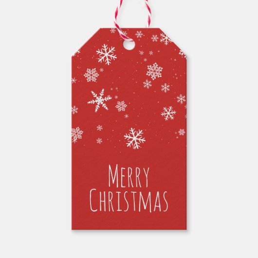 Snowflakes boodschap - Rood kerstfeest Cadeaulabel (Voorkant)