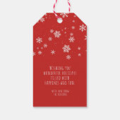 Snowflakes boodschap - Rood kerstfeest Cadeaulabel (Achterkant)