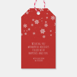 Snowflakes boodschap - Rood kerstfeest Cadeaulabel