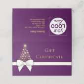 Snowflakes Bow Paarse kerstboomkaartje Plaatskaartje (Buitenkant ongevouwen)