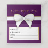 Snowflakes Bow Paarse kerstboomkaartje Plaatskaartje (Binnenkant ongevouwen)