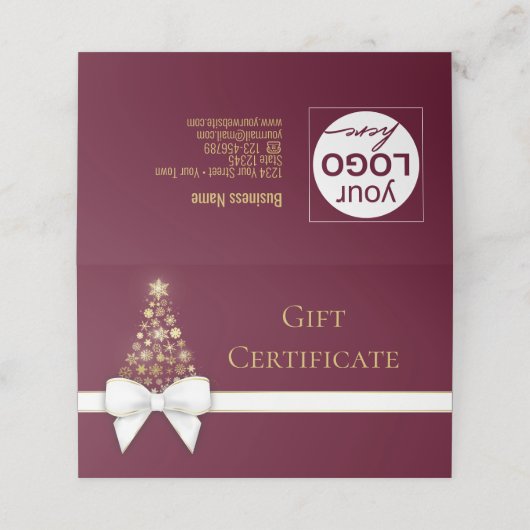 Snowflakes Bow Violet Red kerstboomkaartje Plaatskaartje (Buitenkant ongevouwen)