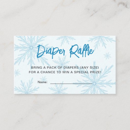 Snowflakes Boy Baby Shower Diaper Raffle Ticket Informatiekaartje (Voorkant)