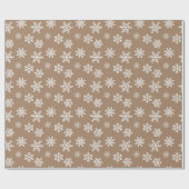 Snowflakes Brown Vintage Kerstmis Cadeaupapier (Vlak)
