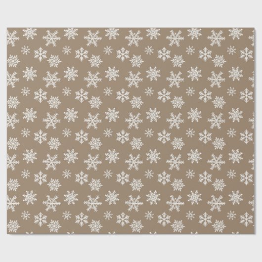 Snowflakes Brown Vintage Kerstmis Cadeaupapier (Vlak)