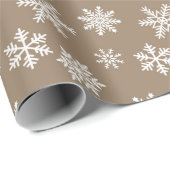 Snowflakes Brown Vintage Kerstmis Cadeaupapier (Rol Hoek)