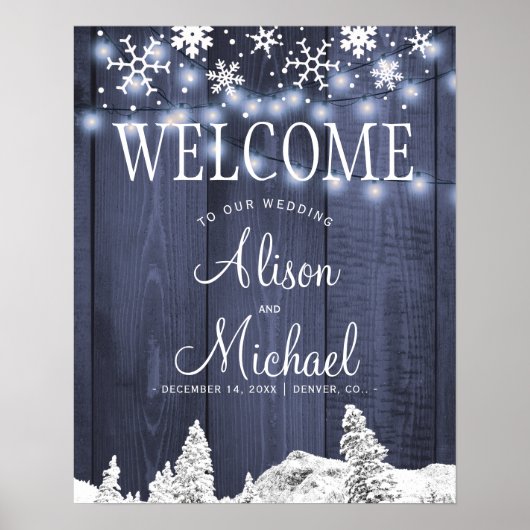 Snowflakes bruiloft welkomstbord poster (Voorkant)