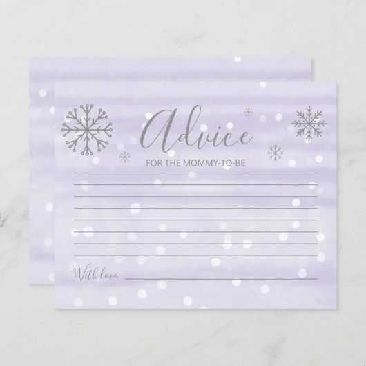 Snowflakes Budget Baby shower Advice Cards (Voorkant / Achterkant)