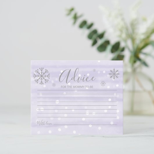 Snowflakes Budget Baby shower Advice Cards (Staand voorkant)