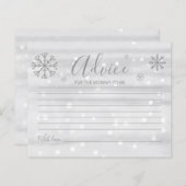 Snowflakes Budget Grey Baby shower Advice Cards (Voorkant / Achterkant)