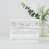 Snowflakes Budget Grey Baby shower Advice Cards (Staand voorkant)