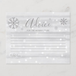 Snowflakes Budget Grey Baby shower Advice Cards
