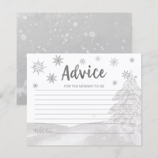 Snowflakes Budget Grey Baby shower Advice Cards (Voorkant / Achterkant)