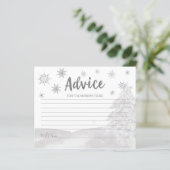 Snowflakes Budget Grey Baby shower Advice Cards (Staand voorkant)
