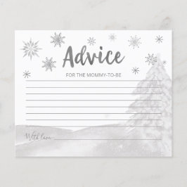 Snowflakes Budget Grey Baby shower Advice Cards