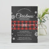 Snowflakes & Buffalo Plaid Kerstfeest Uitnodigen Kaart (Staand voorkant)