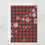 Snowflakes & Buffalo Plaid Kerstfeest Uitnodigen Kaart (Achterkant)