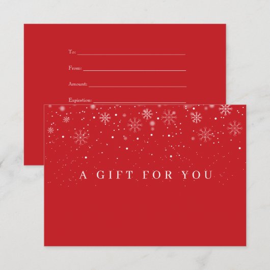 Snowflakes Business Holiday Cadeaucertificaat (Voorkant / Achterkant)
