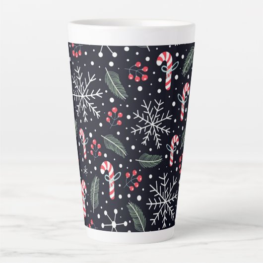 Snowflakes & Candy Canes Holiday Latte Mok (Voorkant)