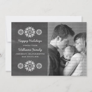 Snowflakes Chalkboard Fotoplatte Kaart, grijs Feestdagenkaart