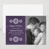Snowflakes Chalkboard Photo Flat Kaart, Paars Feestdagenkaart (Voorkant / Achterkant)