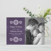 Snowflakes Chalkboard Photo Flat Kaart, Paars Feestdagenkaart (Staand voorkant)