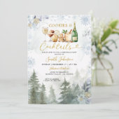Snowflakes Cookie Cocktail Christmas Holiday Party Kaart (Staand voorkant)