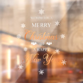 Snowflakes Copper Merry Kerstmis Cling Raamsticker (Vel 2)