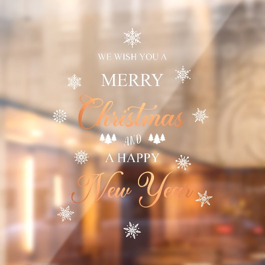 Snowflakes Copper Merry Kerstmis Cling Raamsticker (Vel 2)