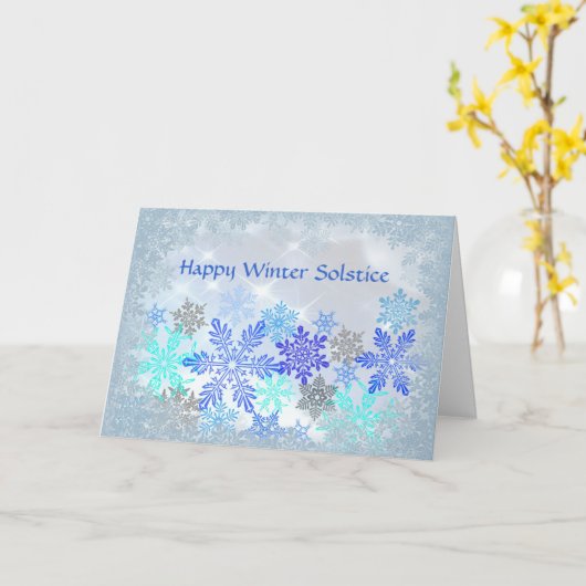 Snowflakes Design Winter Solstice Kaart (Gele Bloem)
