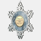 Snowflakes Diamond 10th Wedding Jubileum Tin Sneeuwvlok Ornament (Rechts)
