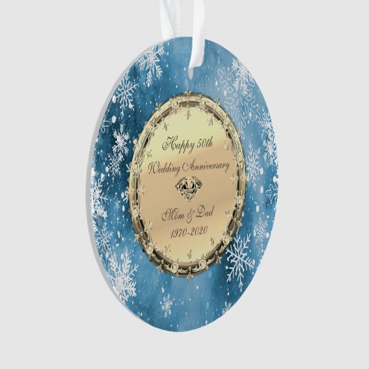Snowflakes Diamonds 50th Wedding Jubileum Ornament (voorkant)