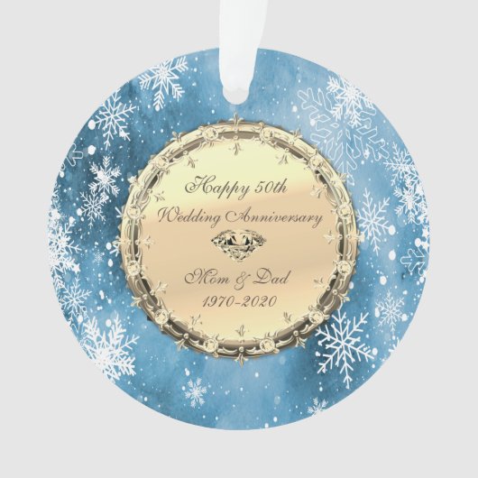 Snowflakes Diamonds 50th Wedding Jubileum Ornament (voorkant)