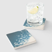 Snowflakes die op blauw kerstfeest vallen stenen onderzetter (Zijkant)