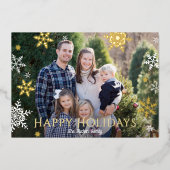 Snowflakes die Prettige feestdagen groen goud vall (Voorkant)