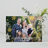 Snowflakes die Prettige feestdagen groen goud vall (Staand Voorkant)