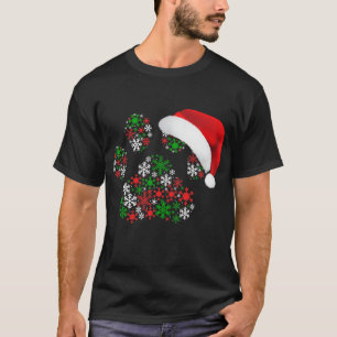 Snowflakes Dog Paw Santa Hat Hondenliefhebbers T-shirt