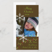 Snowflakes ~ donkere chocolade, groene kerst feestdagenkaart (Voorkant / Achterkant)